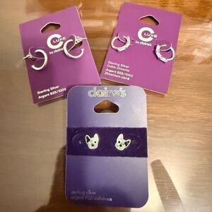 Claire's sterling silver earrings (3 pair)